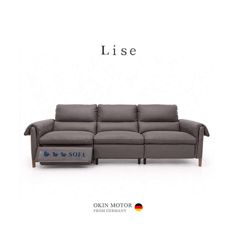 Lise 零靠牆半牛皮電動沙發｜可客製