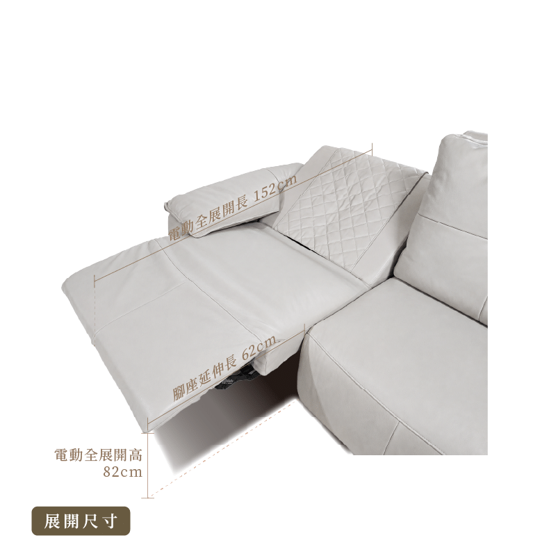 MasterTouch 按摩功能 零靠牆 半牛皮電動沙發｜可客製