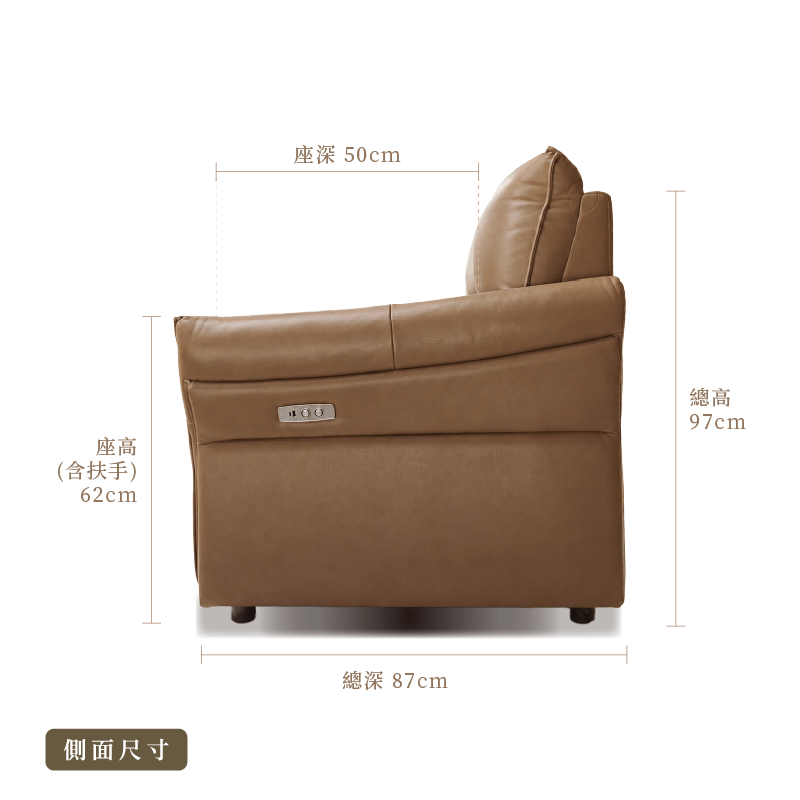 Thor 零靠牆 半牛皮電動沙發｜可客製